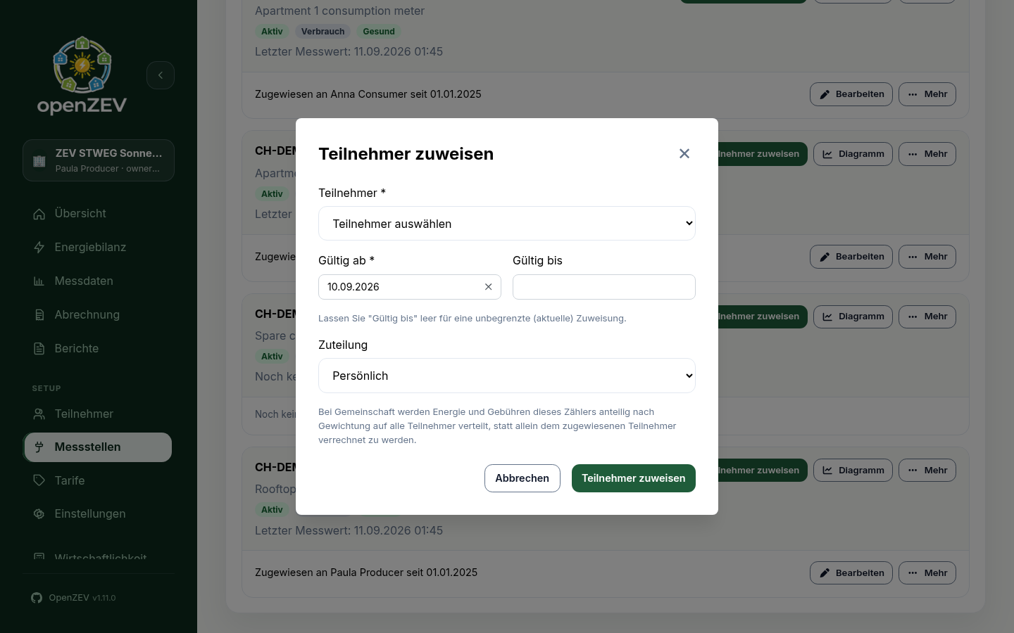 Assign participant modal